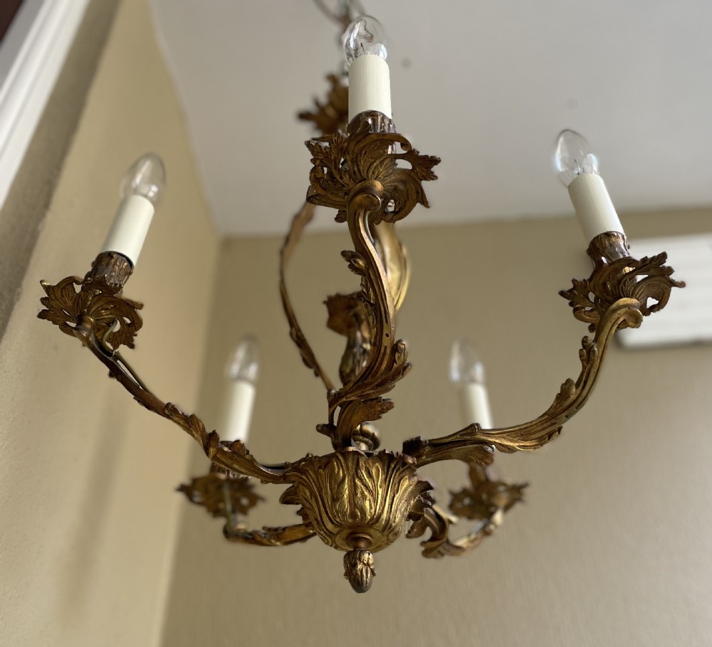 Early 20th Century Rococo Five Light Chandelier  View V