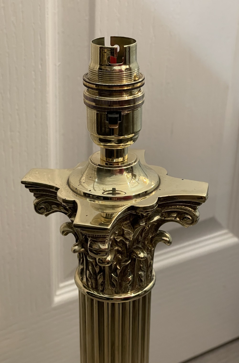 Victorian Brass Corinthian Column Table Lamp View VI