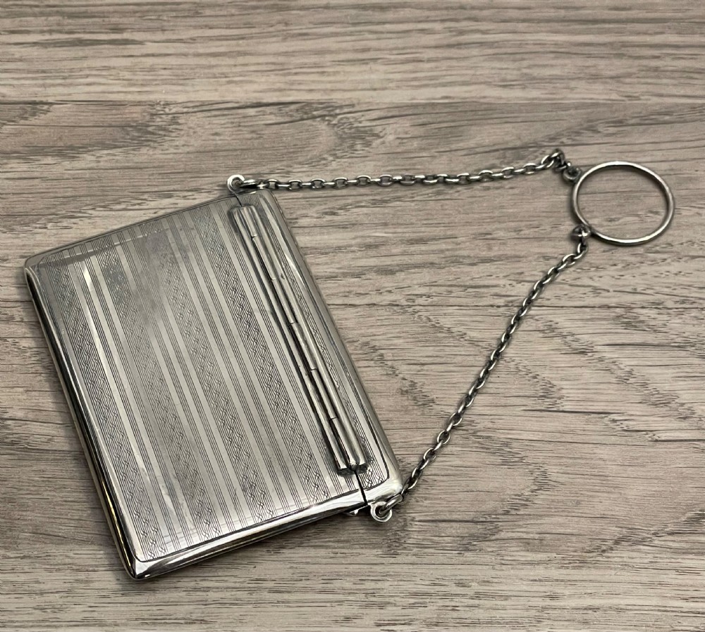 George V Solid Silver Card Case in Form of a Purse, Chester 1915 View II