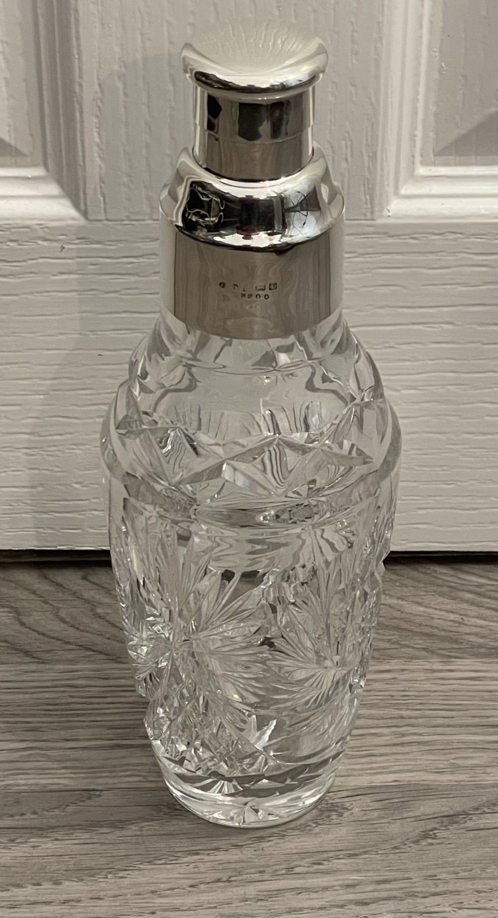 George V Solid Silver & Cut Glass Cocktail Shaker, Birmingham 1929