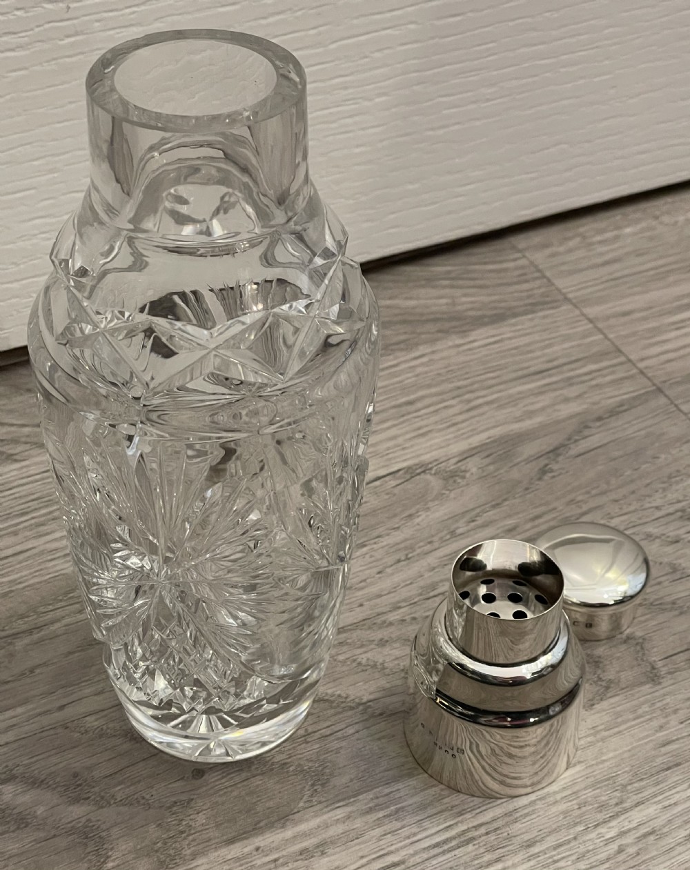 George V Solid Silver & Cut Glass Cocktail Shaker, Birmingham 1929 View V