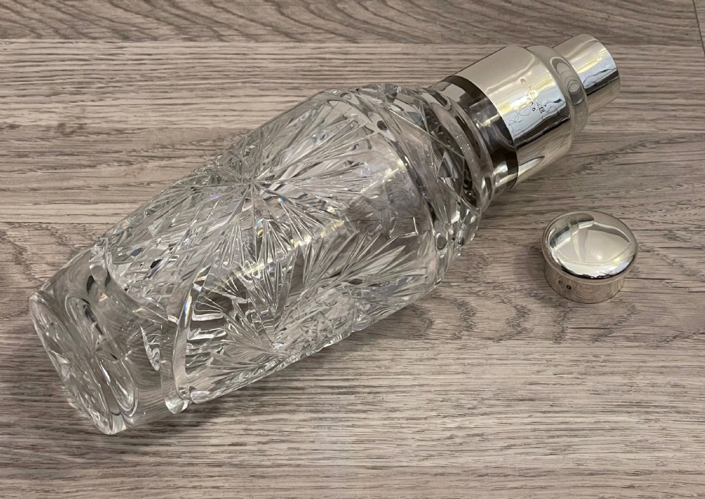 George V Solid Silver & Cut Glass Cocktail Shaker, Birmingham 1929 View VII