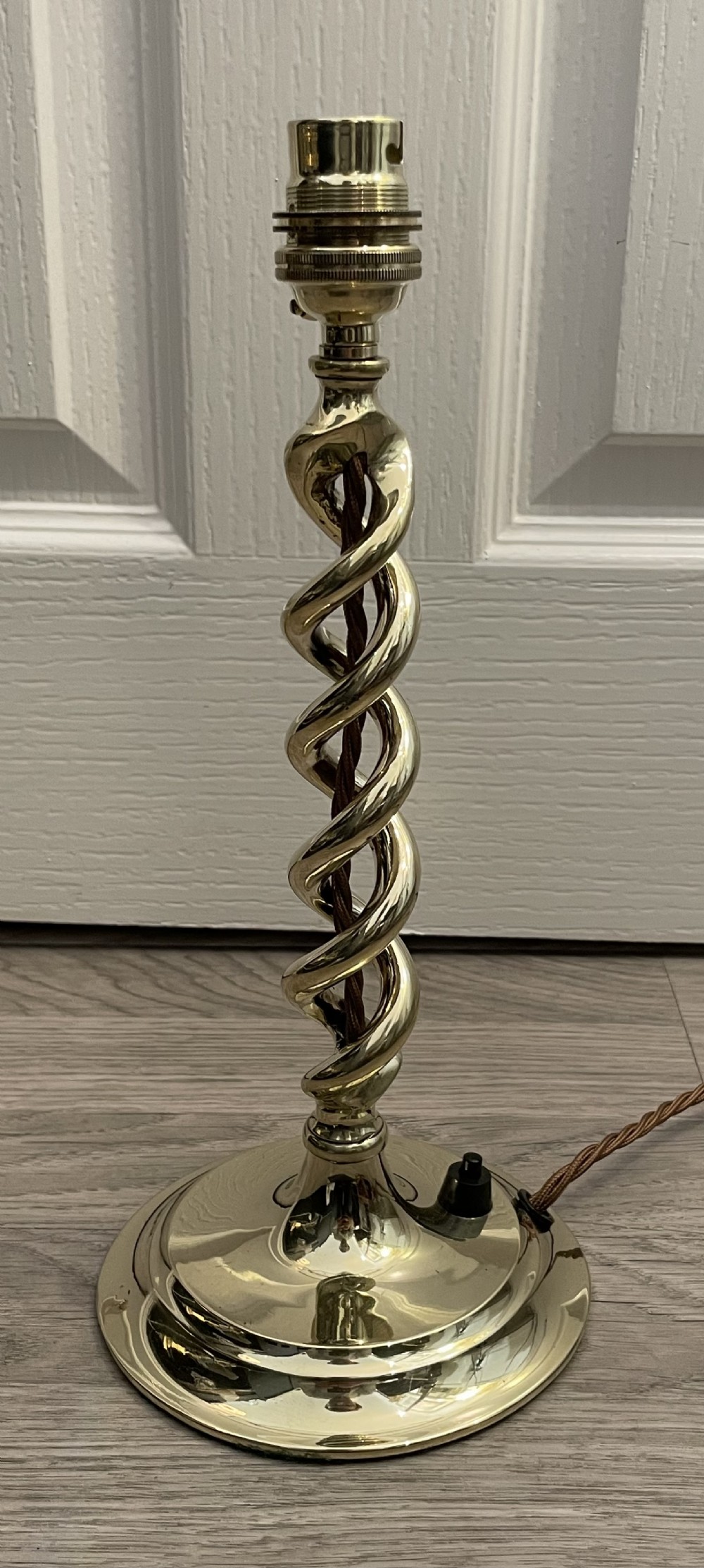 Pretty Early 20th Century Brass Table Lamp, with Shade