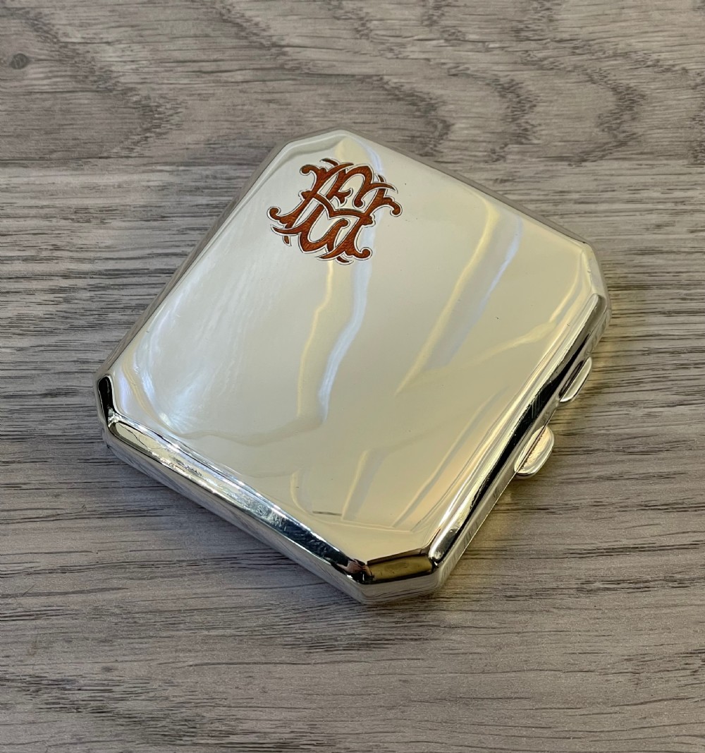 Superb Art Deco Silver & Enamel Cigarette Case