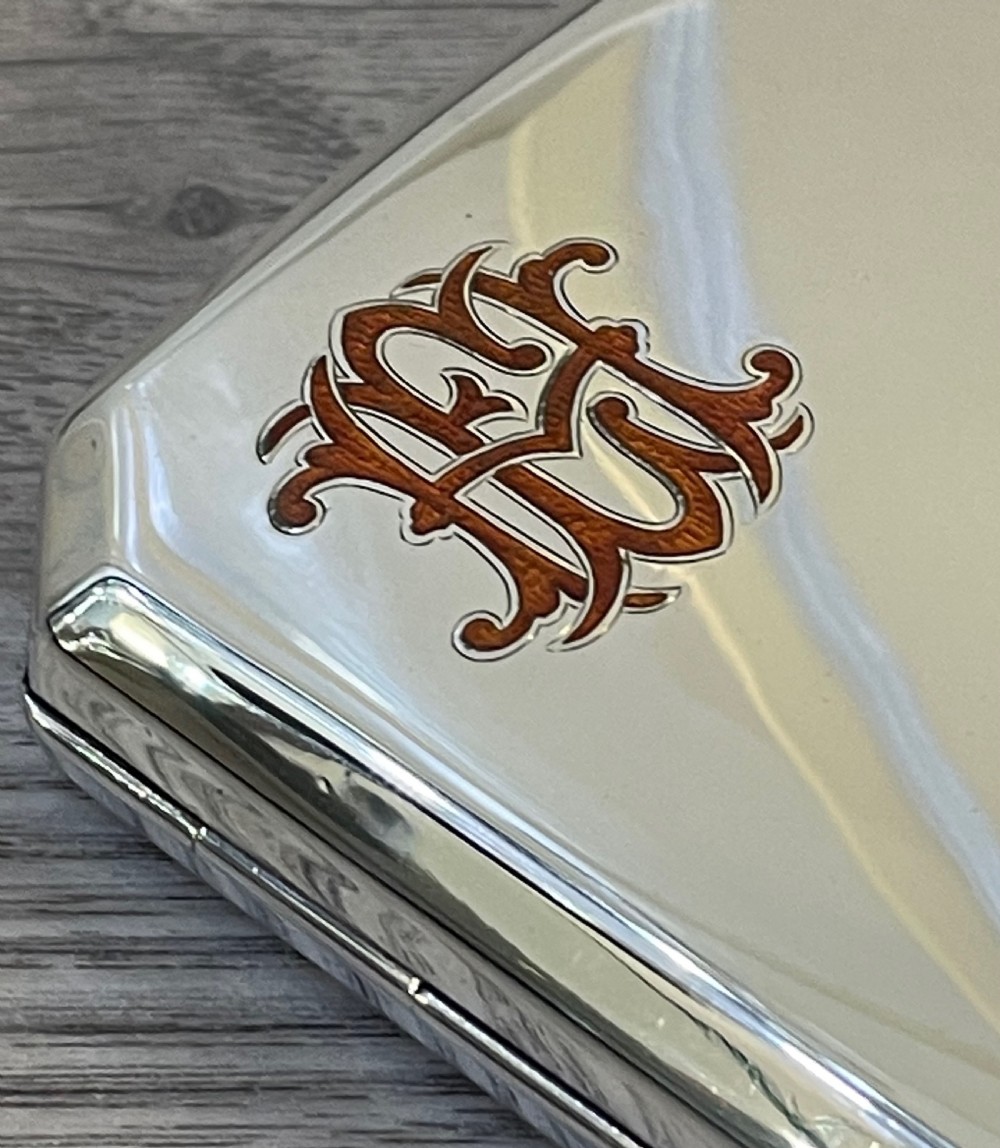 Superb Art Deco Silver & Enamel Cigarette Case View IV