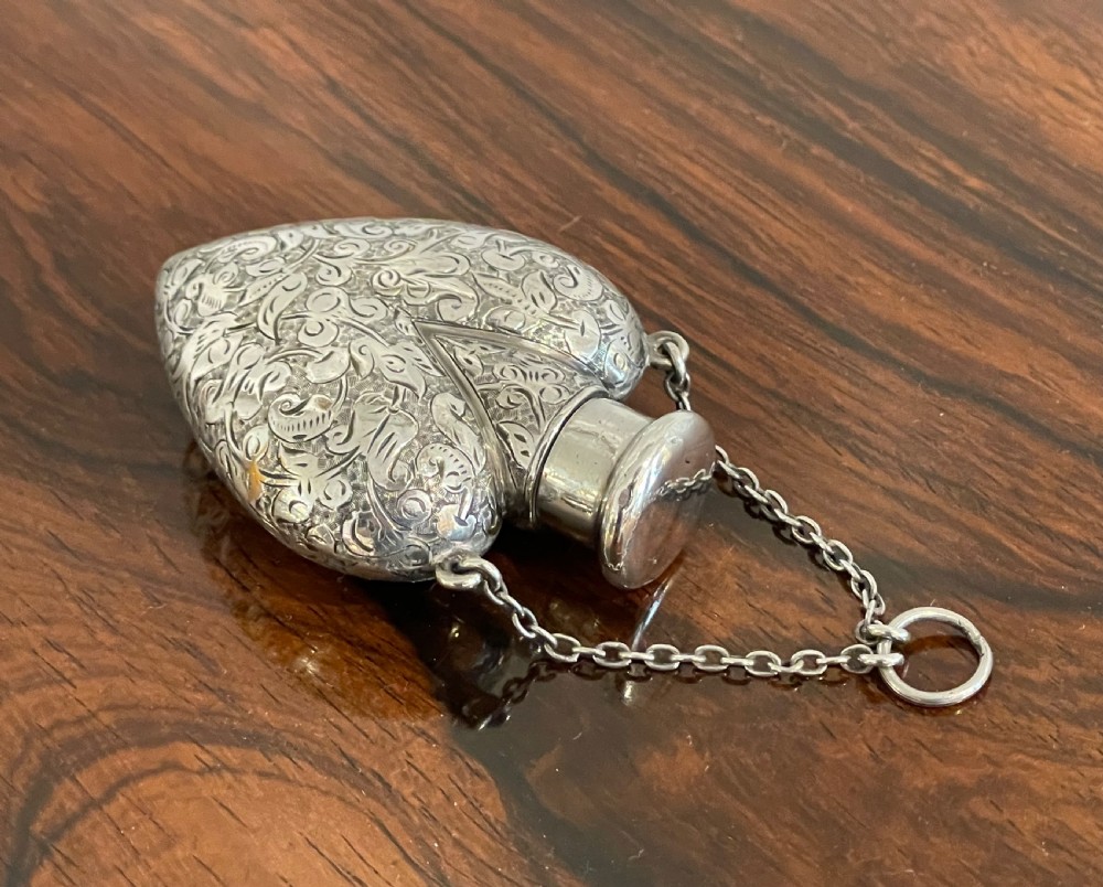 Superb Silver Heart Shaped Scent Perfume Bottle by Sampson Mordan, London 1899 View IV