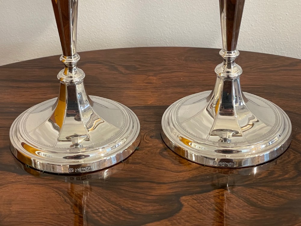 Good Pair of Edwardian Solid Silver Candlesticks, 1907 View VIII