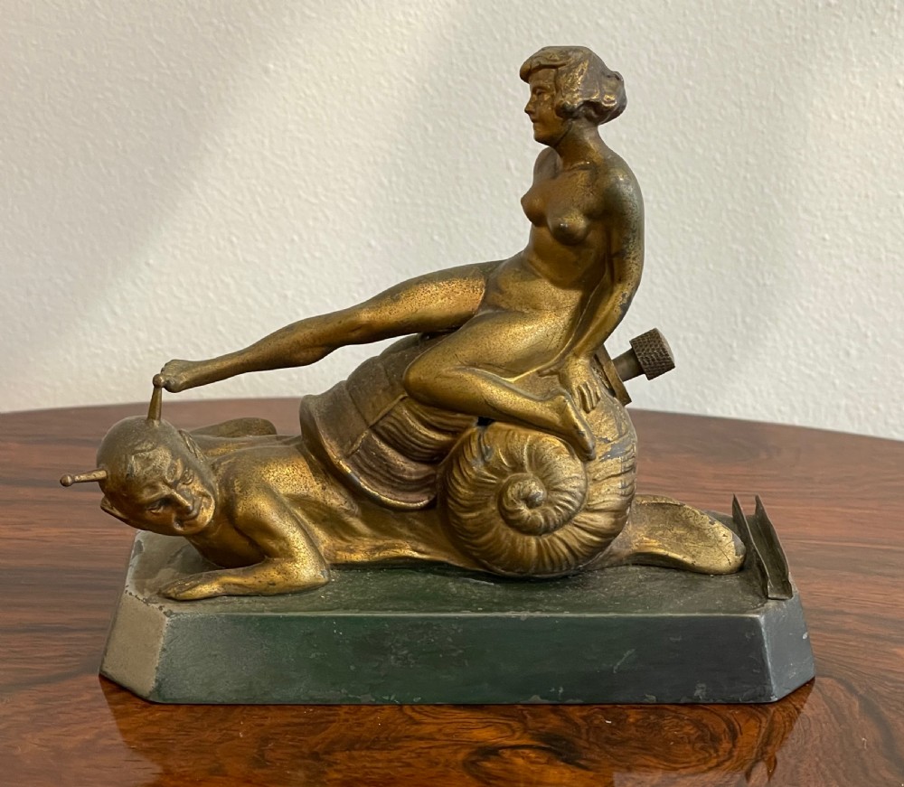 Most Unusal Art Deco Gilt Spelter Table Lighter