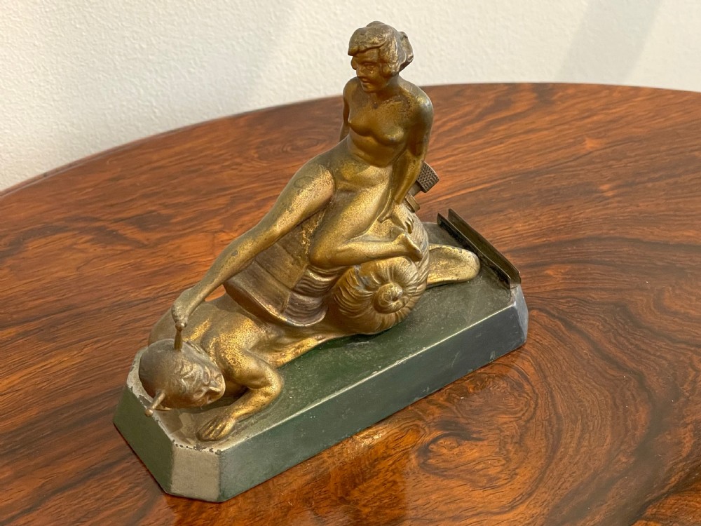 Most Unusal Art Deco Gilt Spelter Table Lighter View II