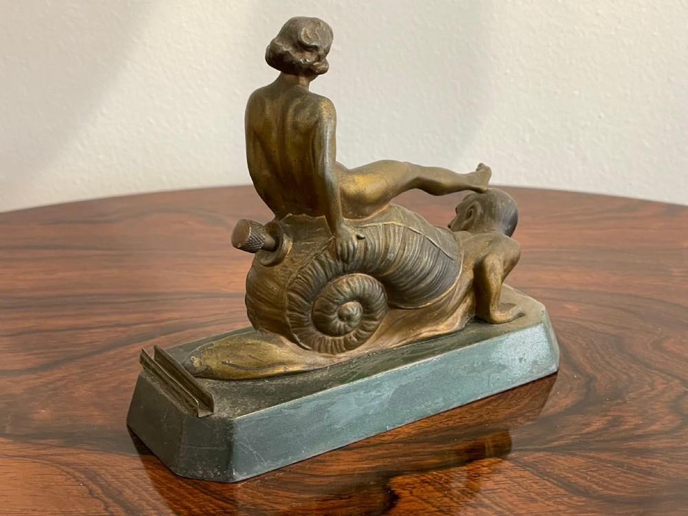 Most Unusal Art Deco Gilt Spelter Table Lighter View IV