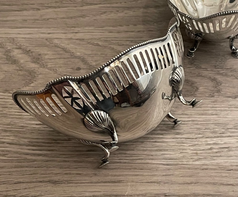 Pair of American Solid Silver Bon Bon Baskets by Gorham View V