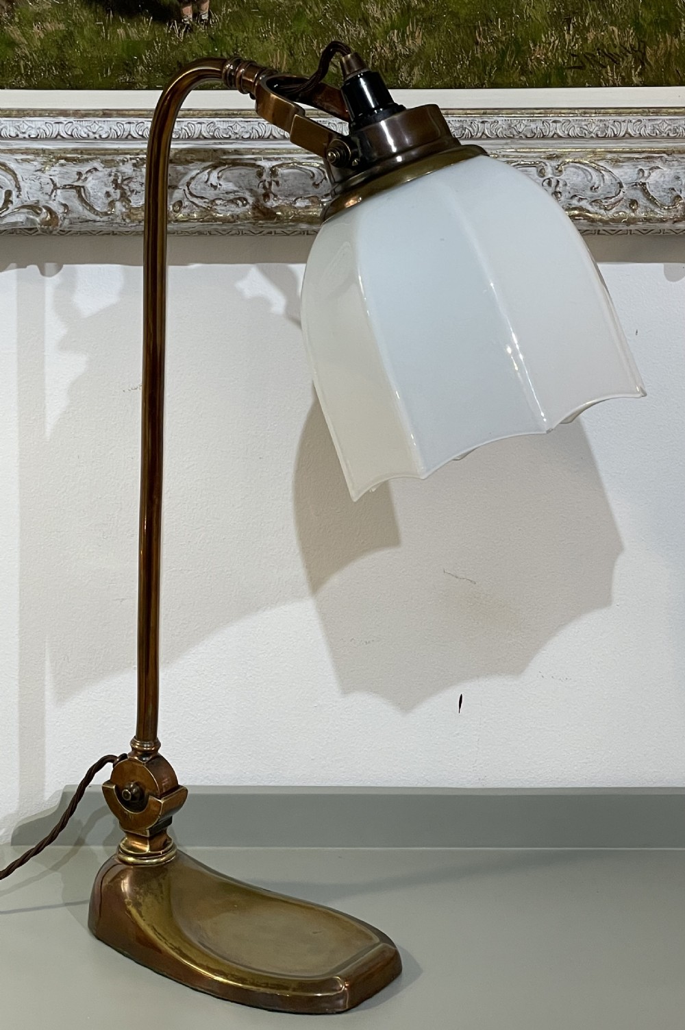 Stylish Art Deco Brass and Copper Desk Lamp