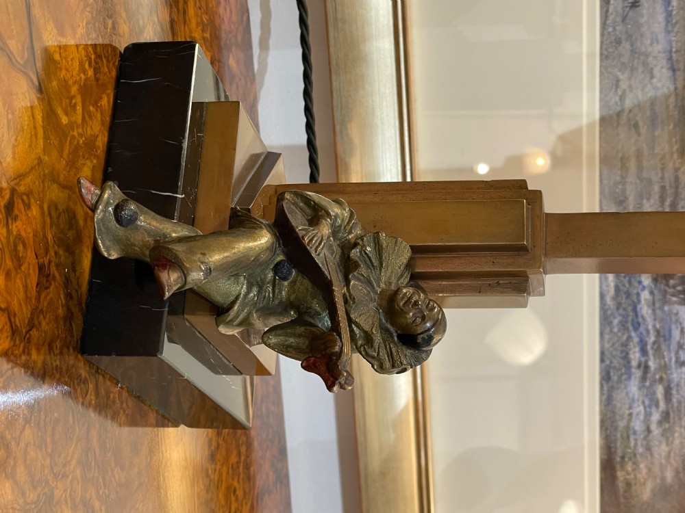 Art Deco Pierrot Bronze Table Lamp View III