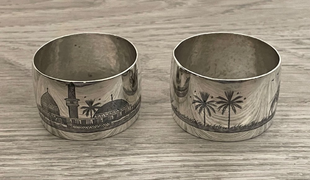 Pair of Niello Silver Napkin Rings View II