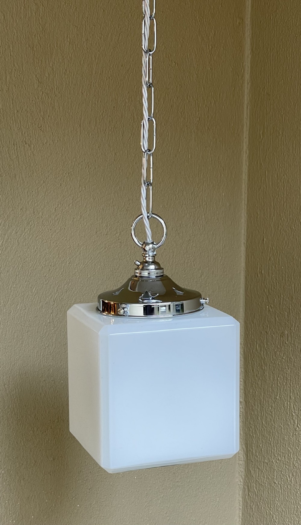 Art Deco Opaline Cube Pendant
