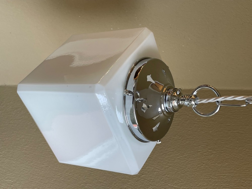 Art Deco Opaline Cube Pendant View III