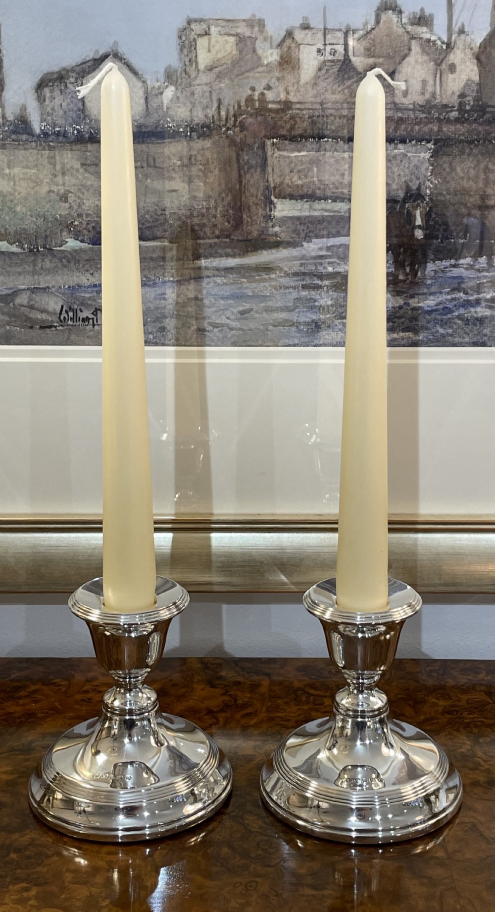 Pair of George V Solid Silver Candlesticks, 1927