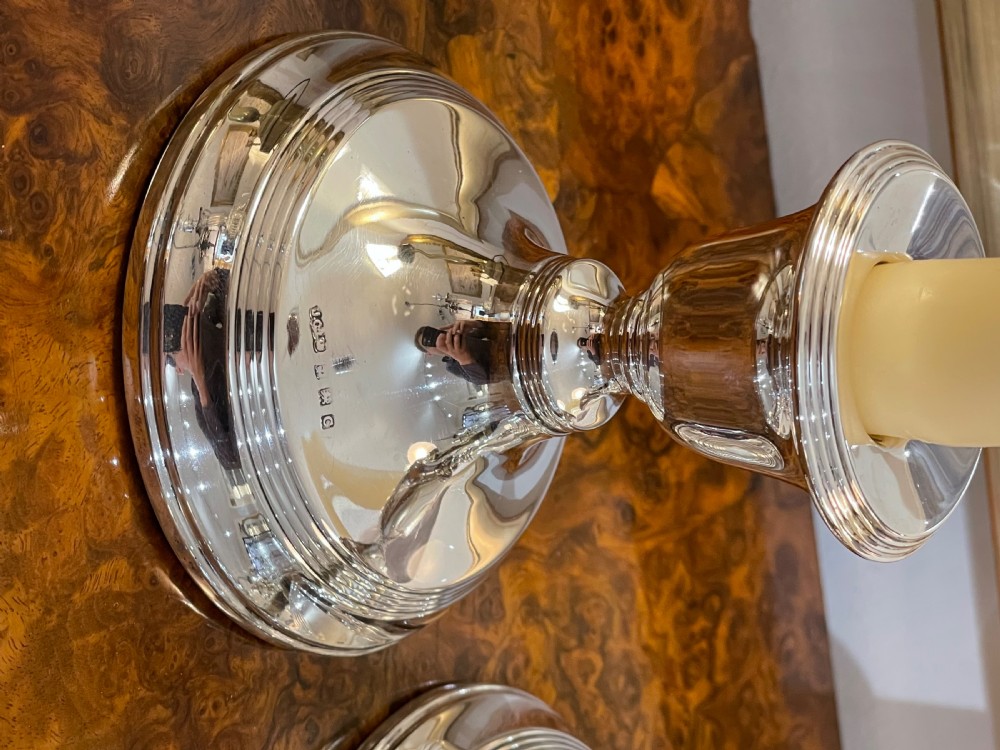 Pair of George V Solid Silver Candlesticks, 1927 View II