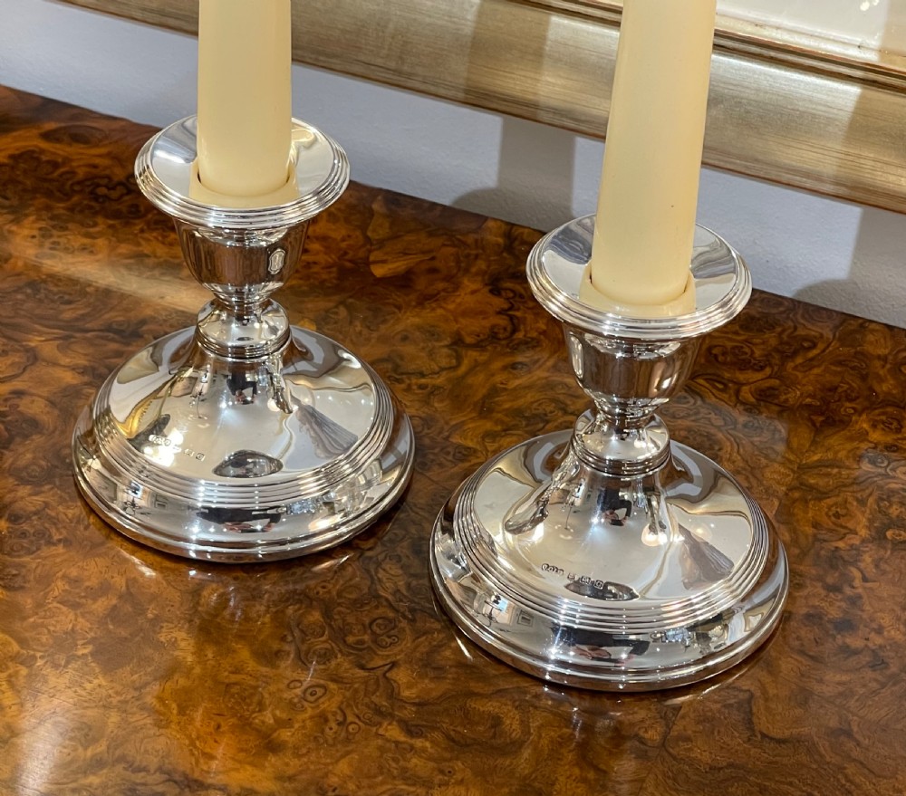 Pair of George V Solid Silver Candlesticks, 1927 View III