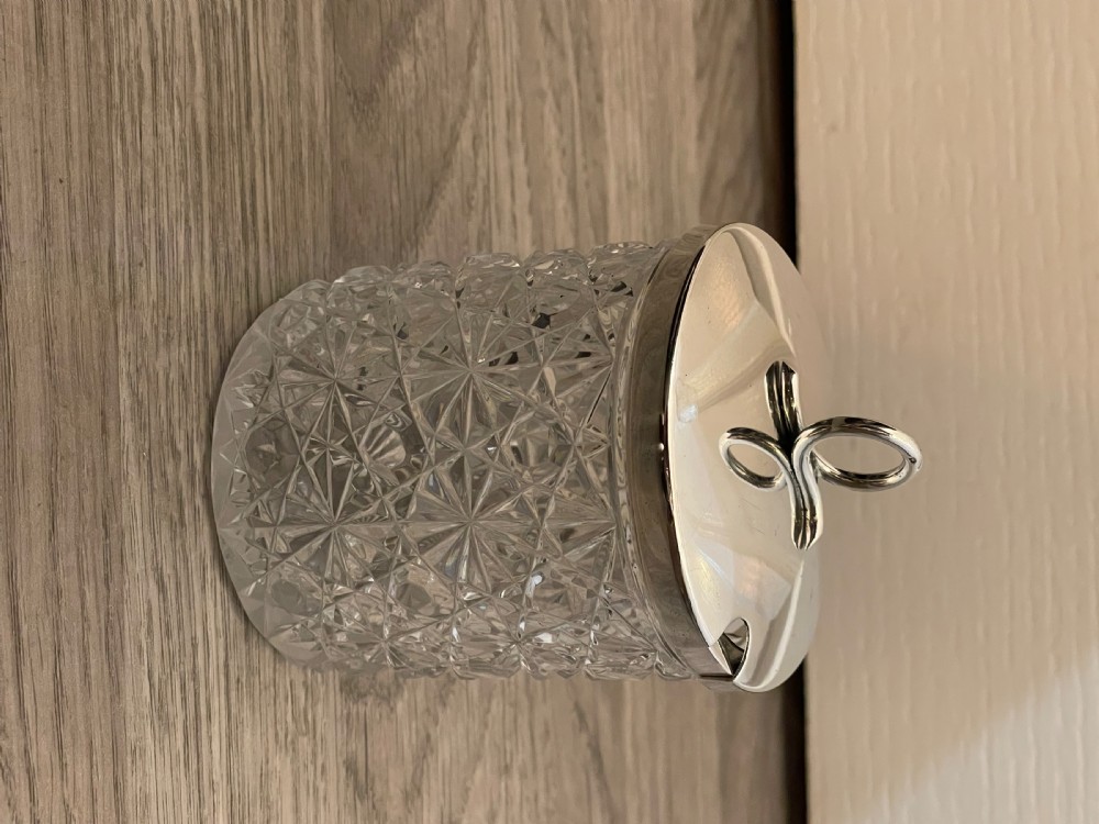 Victorian Silver & Cut Glads Preserve Jam Pot by Hukin & Heath View II