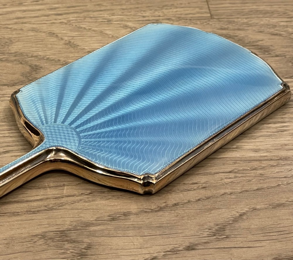 Art Deco Blue Enamel and Silver Gilt Mirror View II