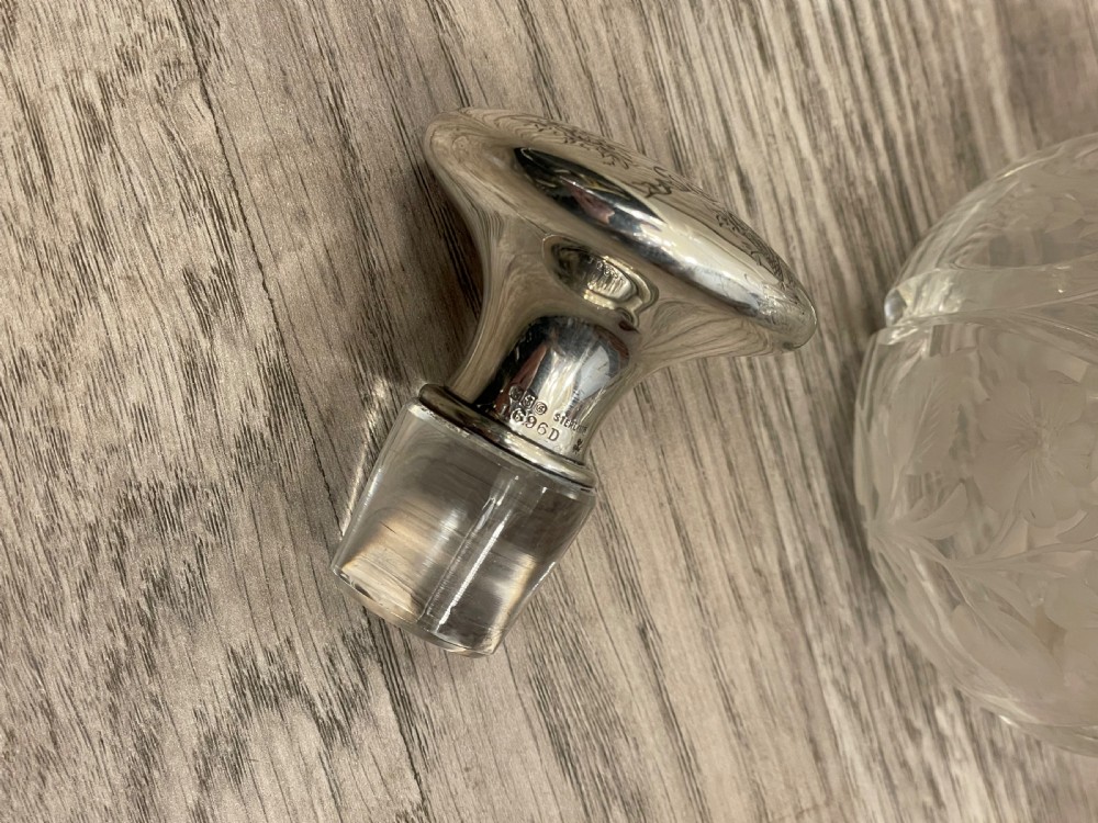 Beautiful Pair of Cut Glass & Silver Scent Perfume Bottles View IV