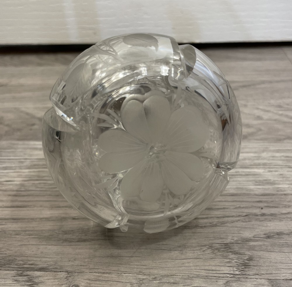 Beautiful Pair of Cut Glass & Silver Scent Perfume Bottles View X