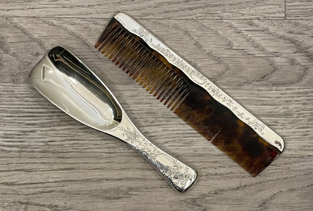 Solid Silver Shoe Horn and Comb View II