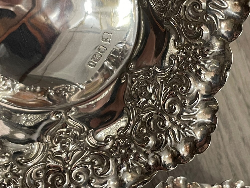 Pretty Matched Pair of Victorian Silver Bon Bon Dishes View II
