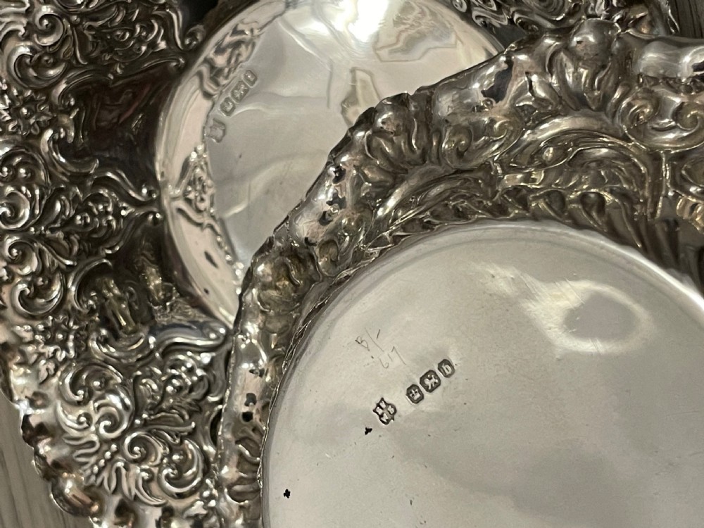 Pretty Matched Pair of Victorian Silver Bon Bon Dishes View III