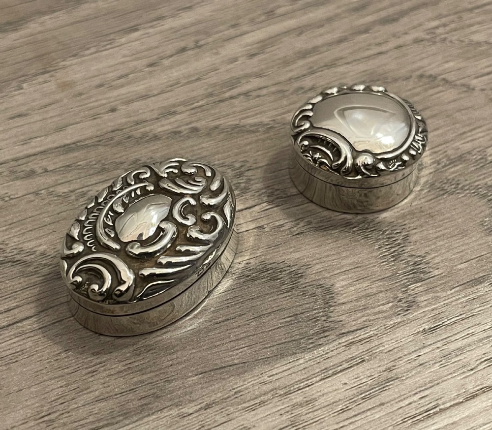 Two Victorian Solid Silver Pill Boxes by Adie & Lovekin View II