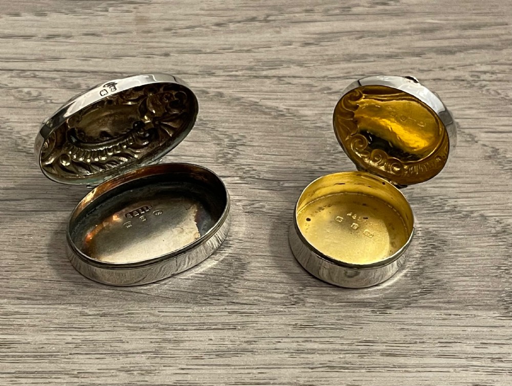 Two Victorian Solid Silver Pill Boxes by Adie & Lovekin View III