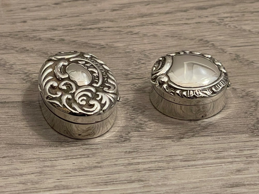Two Victorian Solid Silver Pill Boxes by Adie & Lovekin View IV