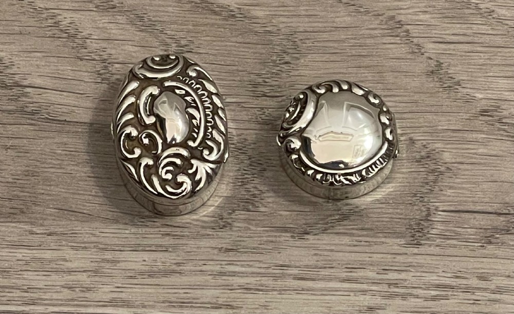 Two Victorian Solid Silver Pill Boxes by Adie & Lovekin View VI