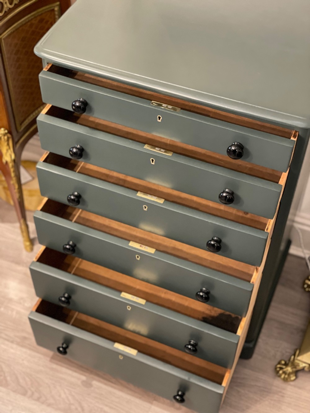Victorian Painted Pine Chest of Drawers by Heal & Sons  View III