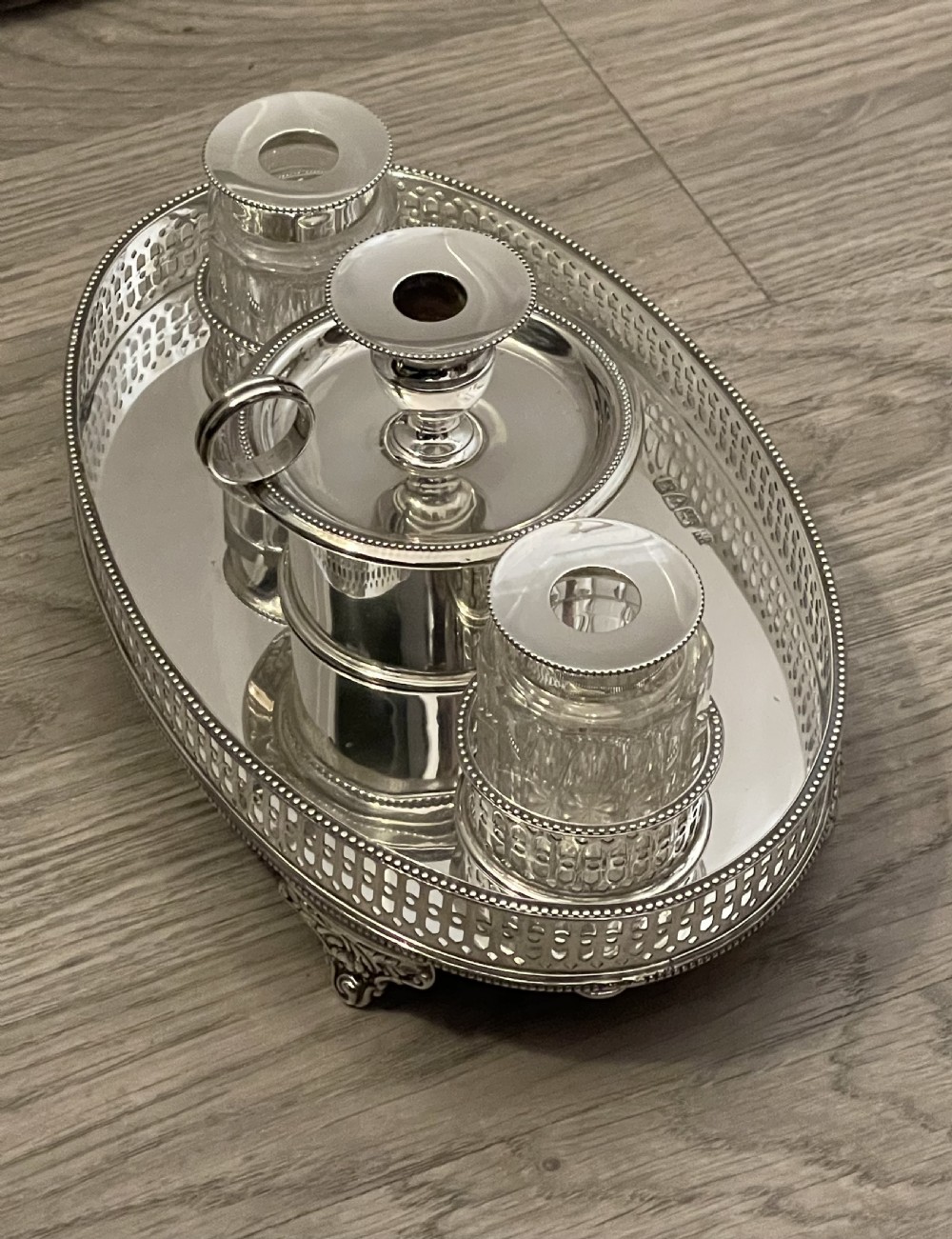 George III Style Silver Inkwell and Ink stand, Chester 1906 View VII