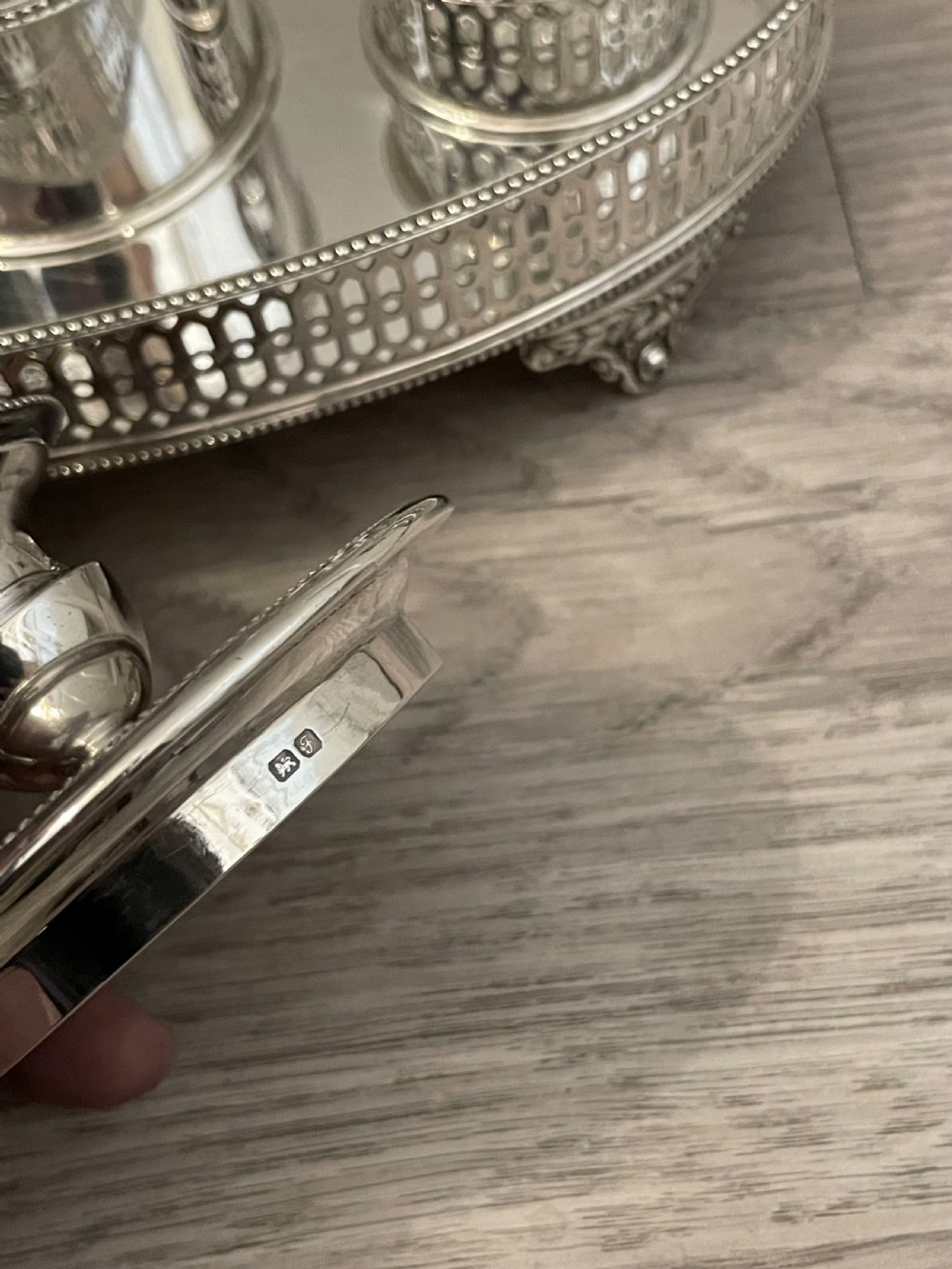 George III Style Silver Inkwell and Ink stand, Chester 1906 View IX