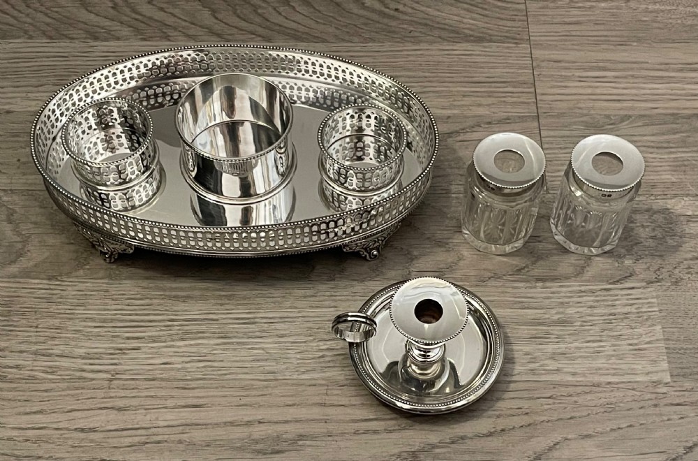 George III Style Silver Inkwell and Ink stand, Chester 1906 View XI