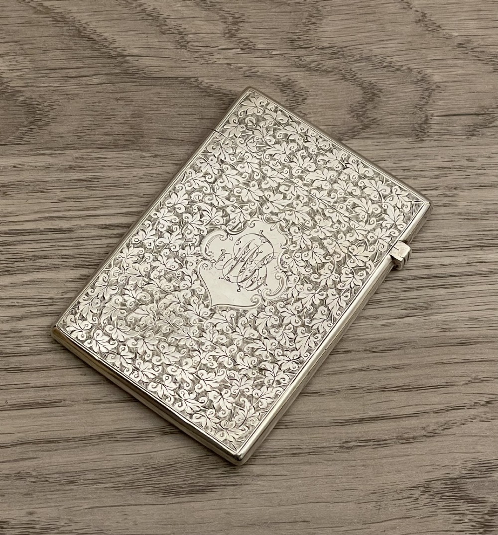 Good Victorian Solid Silver Card Case by Colen Hewer Cheshire, Hallmarked Birmingham 1894 