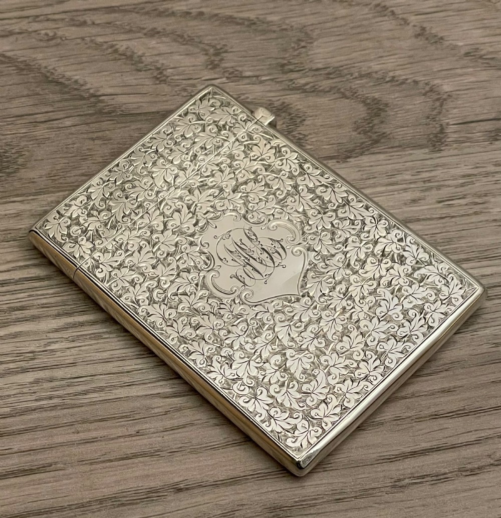 Good Victorian Solid Silver Card Case by Colen Hewer Cheshire, Hallmarked Birmingham 1894  View II