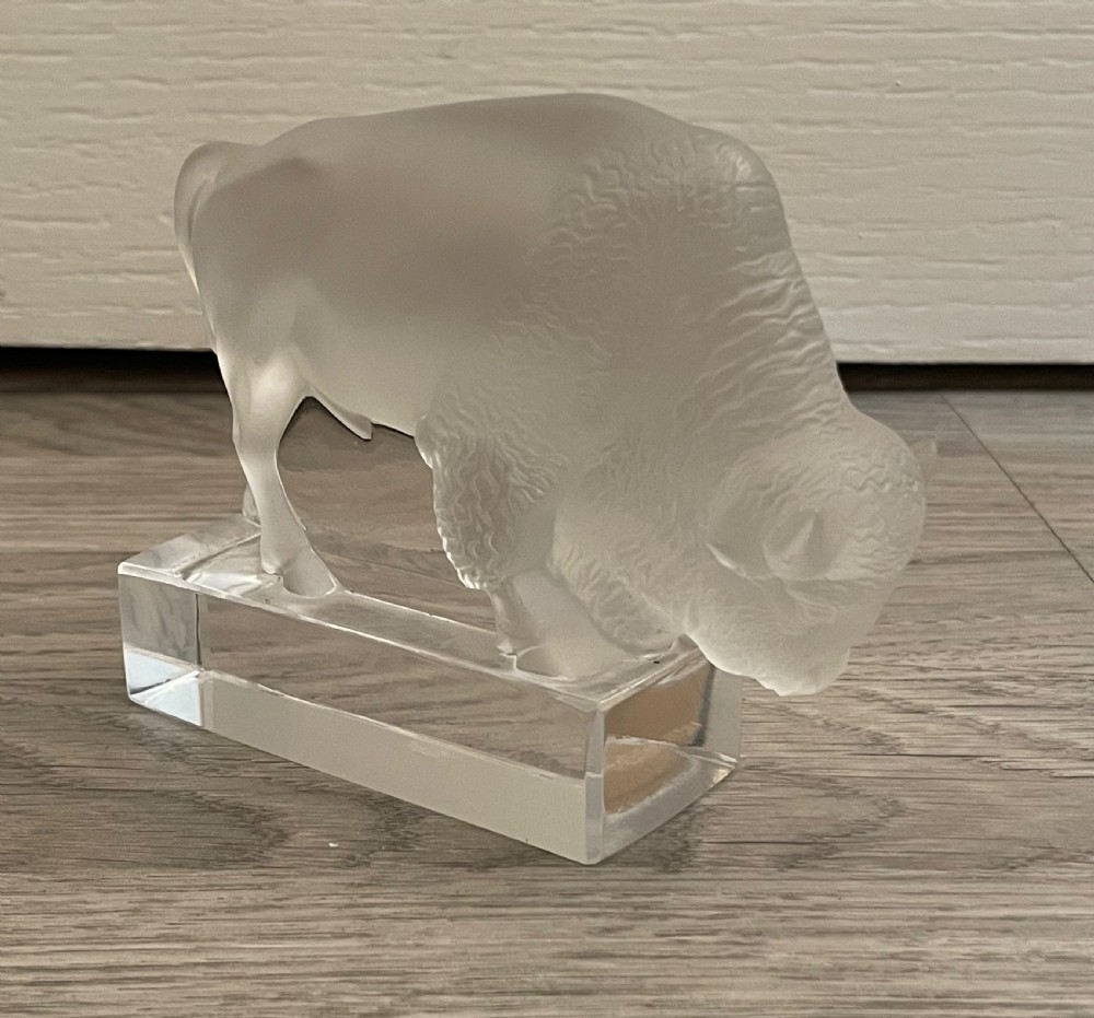 Rene Lalique Glass Bison Paperweight View II