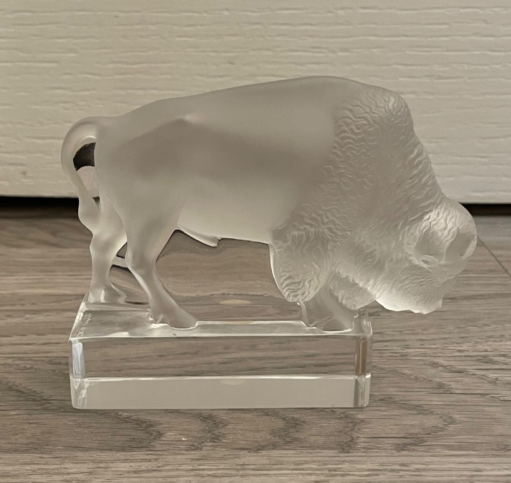 Rene Lalique Glass Bison Paperweight View IV