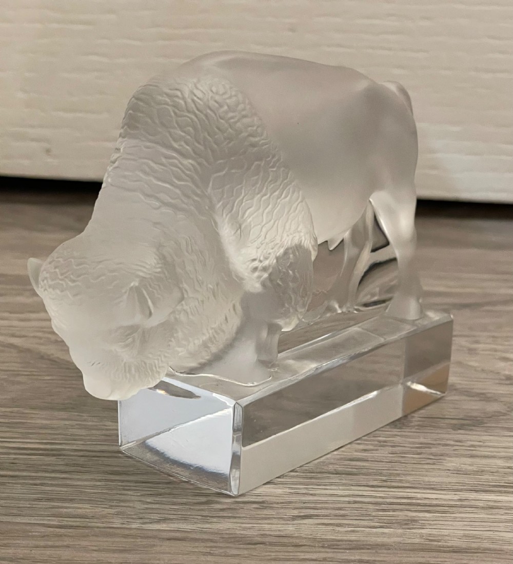 Rene Lalique Glass Bison Paperweight View VI