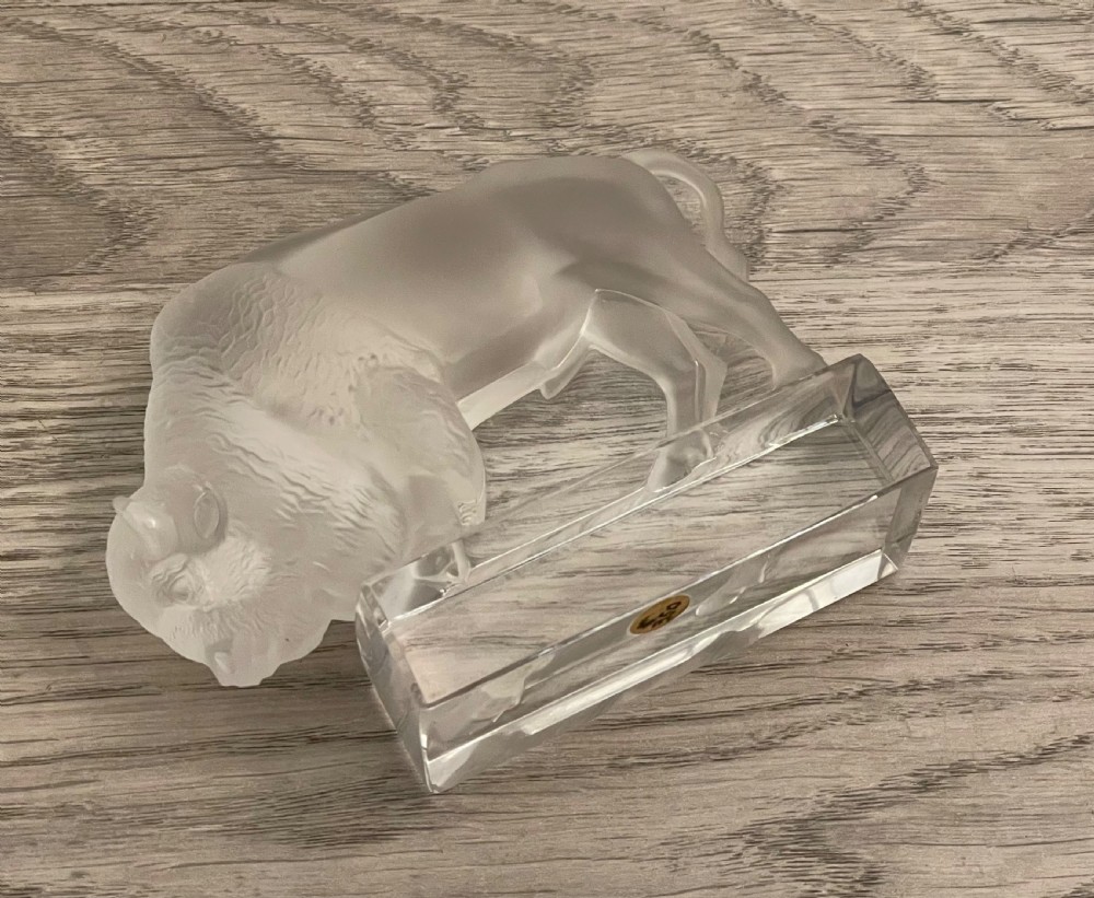 Rene Lalique Glass Bison Paperweight View VII