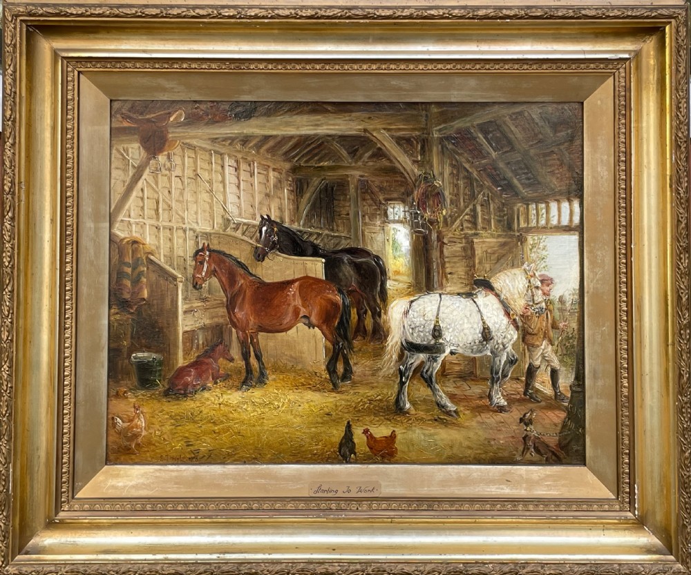 Edwin Frederick Holt Oil Painting Horse Stables 