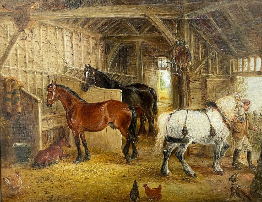 Edwin Frederick Holt Oil Painting Horse Stables  View II