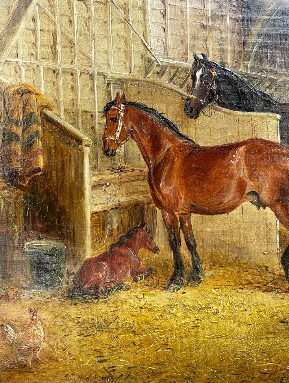 Edwin Frederick Holt Oil Painting Horse Stables  View V
