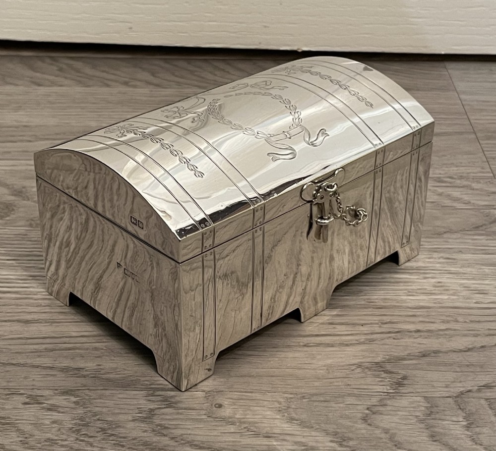 Rare Large Edwardian Solid Silver Jewellery Box, Chester 1910 View IV