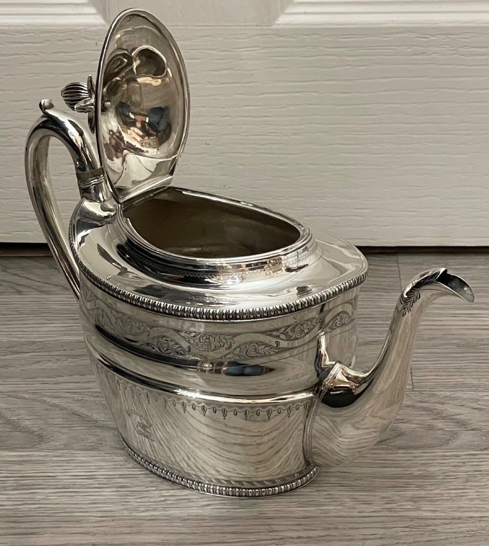 Rare George III Four Piece Solid Silver Tea Set & Coffee Pot By Bateman View XVI