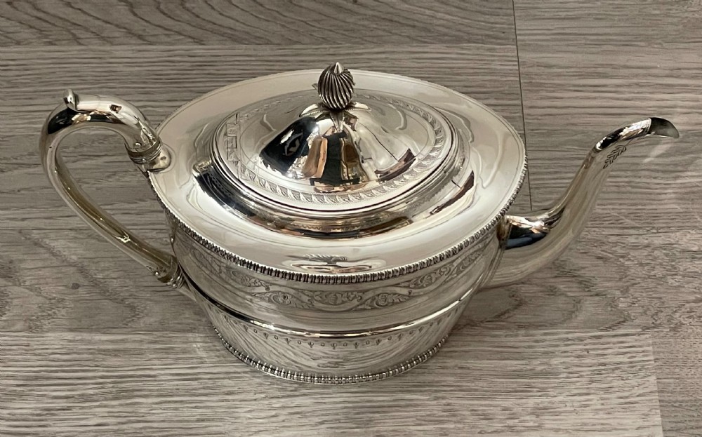 Rare George III Four Piece Solid Silver Tea Set & Coffee Pot By Bateman View XVIII